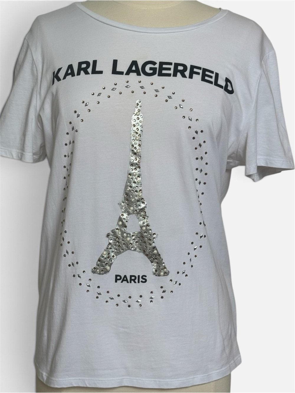 KARL LAGERFELD PARIS
White Beaded Eiffel Tower
Tee